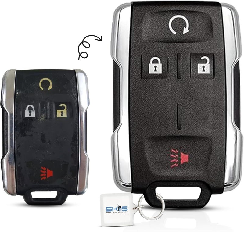 Smart Key Solution SKS Key Fob Cover Case Replacement for 2014 2015 2016 2017 2018 2019 Chevrolet Chevy Silverado Suburban Tahoe GMC Sierra Yukon Remote Shell, 4-Button M3N-32337100, No Programming Required - Image 2